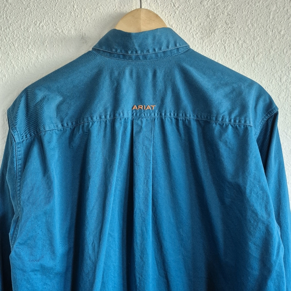 Ariat Solid Teal Turquoise Button Down Shirt Mens… - image 7